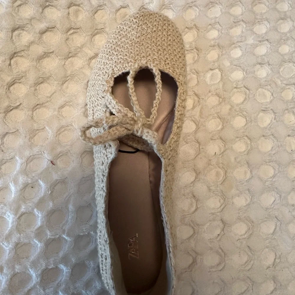 Zara Women's Tan Knit Espadrilles - Picture 6 of 7